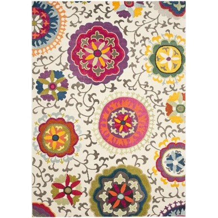 Safavieh Monaco Power Loomed Square Rug- Ivory - Multi- 6 ft. 7 in. x 6 ft. 7 in. MNC233A-7SQ